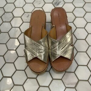 Zara gold strap wedge